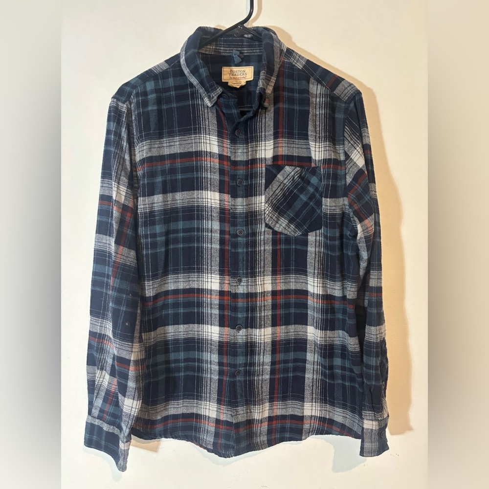 Boston Traders Men’s Medium Long Sleeve Button Down Blue Casual Western